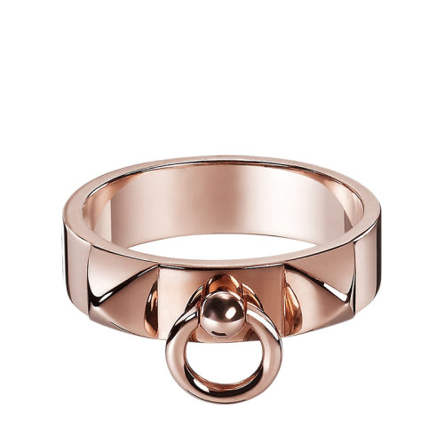 HERMES/愛馬仕 經(jīng)典Collier de Chien系列 小號18K金玫瑰金項圈形戒指指環(huán)H108118B