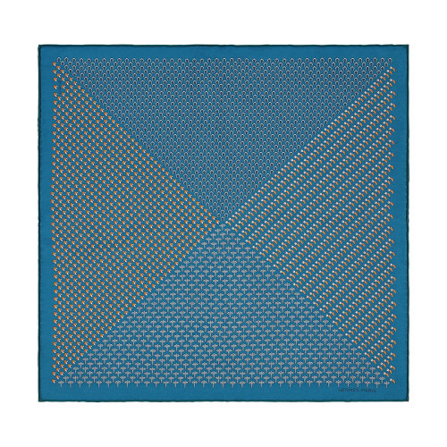 HERMES/愛馬仕 22年早春新款 45 Flying系列 男士牛仔藍/橙色/天藍真絲方巾口袋巾H806250T14