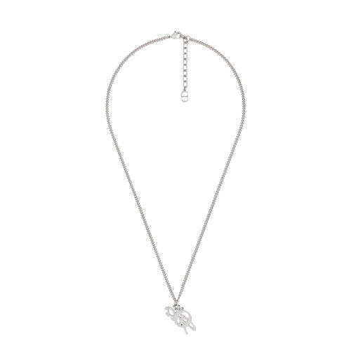 DIOR/迪奧 22新款CACTUS JACK聯(lián)名款 男士銀色黃銅飾白色徽標(biāo)設(shè)計吊墜項鏈N1642HOMMT_D007