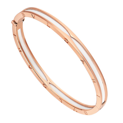 BVLGARI/寶格麗 B.ZERO1系列 18K金玫瑰金配以白色陶瓷手鐲 351408