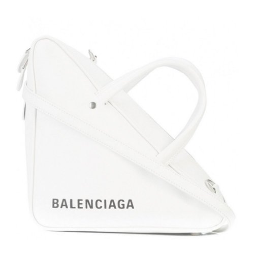 Balenciaga/巴黎世家 女士皮質(zhì)時尚皮質(zhì)三明治三角包單肩斜挎包手提包 476975 C8K02 白白色