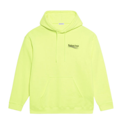 Balenciaga/巴黎世家 女士黃色棉質(zhì)字母徽標印花抽繩兜帽羅紋邊緣長袖上衣連帽衛(wèi)衣套頭衫 578135-TJVD4-7110