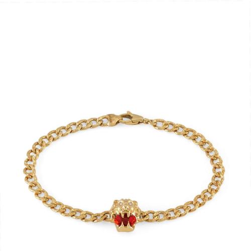  GUCCI古馳 22年秋冬 女士 蛋白石獅頭18K黃金手鐲 627696 J5C30 8036