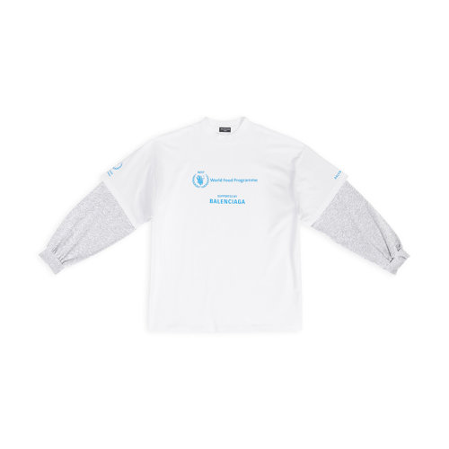 Balenciaga/巴黎世家 22年秋冬新款 WFP系列 男士白色純棉藝術畫印花拼接長袖T恤698089TMVL29086