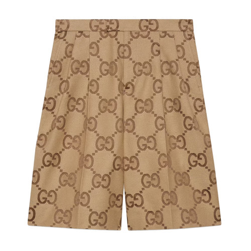GUCCI/古馳      Aria系列 男士米色和烏木色大號(hào)GG帆布短褲673181ZAHT62580