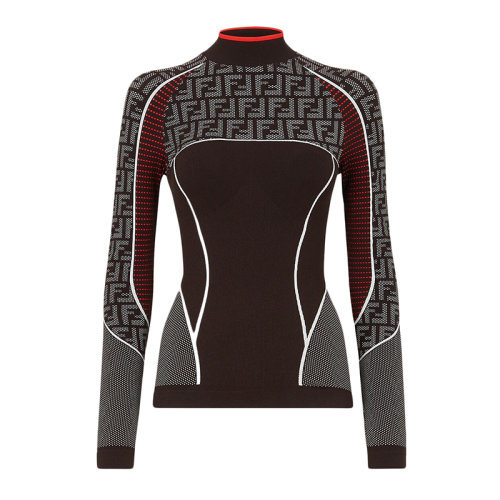 FENDI/芬迪      女士黑色修身版型無縫科技毛衣FAF157AGMAF1ENI