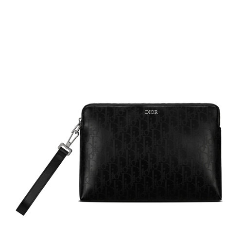 DIOR/迪奧 20  男士黑色斜銀河小牛皮拉鏈dior徽標(biāo)手拿包2ESCA251VPD_H03E