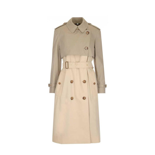 BURBERRY/博柏利 巴寶莉女裝 女士雙排扣束腰卡其色棉質(zhì)風(fēng)衣 80226361