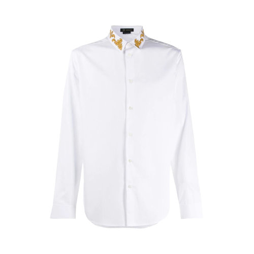 VERSACE/范思哲 男士純色棉質(zhì)領(lǐng)口刺繡長袖上衣襯衣襯衫 A85135-A232105 多色可選