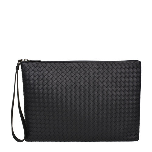 Bottega Veneta/葆蝶家 男女同款中性灰藍(lán)色羊皮編織款拉鏈開合時尚錢包手包腕包手拿包 442242-001O-4014