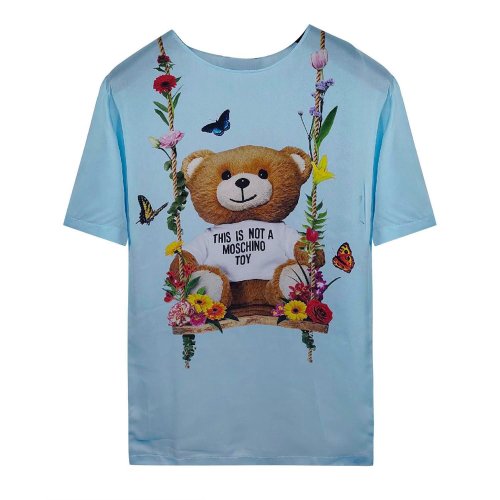 MOSCHINO/莫斯奇諾藍色女生短袖T恤DA043004581332