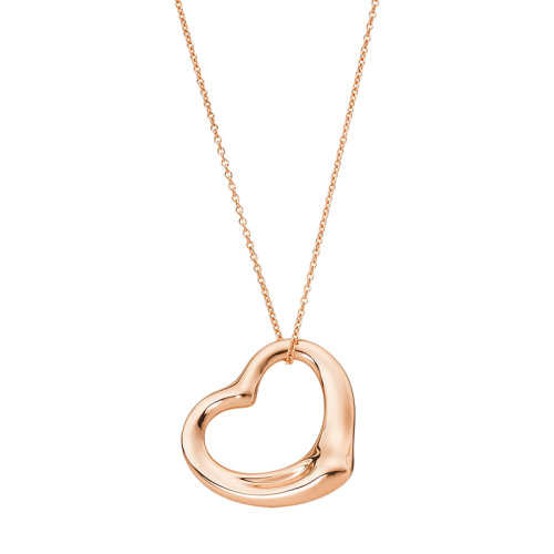 Tiffany & Co./蒂芙尼 22春夏新款Elsa Peretti系列 18K金玫瑰金22毫米寬鏤空心形吊墜項(xiàng)鏈GRP11362