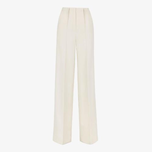  FENDI芬迪 22年秋冬 女士 休閑褲 白色Grain de Poudre羊毛長(zhǎng)褲 FR6389AJYFF1IHA