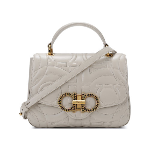 Salvatore Ferragamo/菲拉格慕  女士小號牛皮GANCINI絎縫仿古做舊手提單肩斜挎包相機(jī)包 21I281