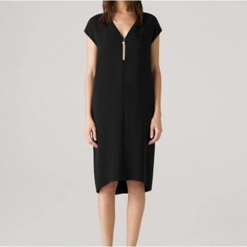 【21春夏新款】St.John/盛薔2021春季新款黑色桑蠶絲中長款女士連衣裙K123C11