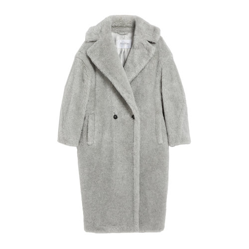MaxMara/麥絲瑪拉 22年秋冬新款 ARCO系列 女士淺灰色羊駝毛混紡泰迪大衣外套1016012306001