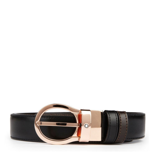 MontBlanc/萬(wàn)寶龍 男士經(jīng)典系列牛皮鍍玫瑰金可旋轉(zhuǎn)針扣男士腰帶皮帶 101896