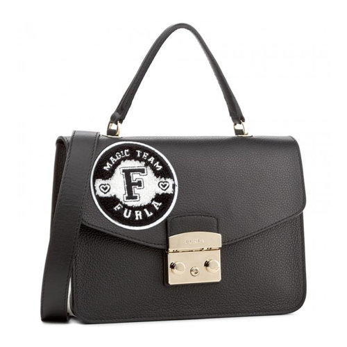 Furla 芙拉 METROPOLIS系列 純皮手拎包挎包單肩鎖扣包 女包 904052 黑色標(biāo)簽其他