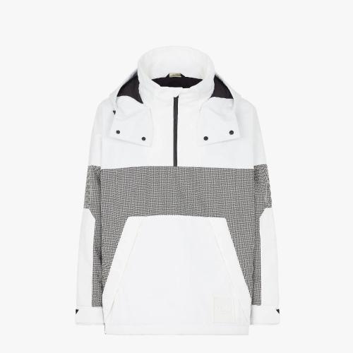  FENDI芬迪 22年秋冬 男士 休閑褲 白色與Vichy高科技布料連帽夾克衫 FAA851AM0GF11H9