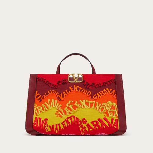  VALENTINO華倫天奴 22年秋冬 女士 手提包 SAC a MAIN EN TOILE A_VEC BRODERIE VALENTINO WA_