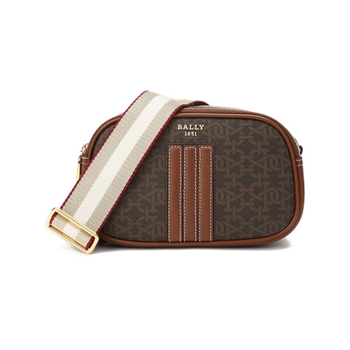 BALLY/巴利女士TPU單肩斜挎包相機(jī)包迷你包B型交織字母圖案 DENNI TPM
