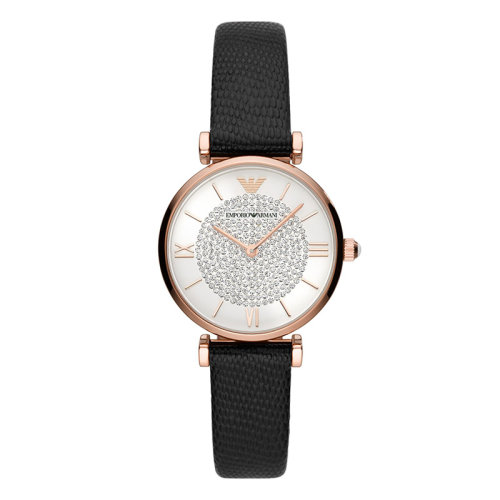 Emporio Armani/安普里奧阿瑪尼 滿天星手表皮質(zhì)表帶歐美表石英女士腕表 生日禮物送女友 AR11387