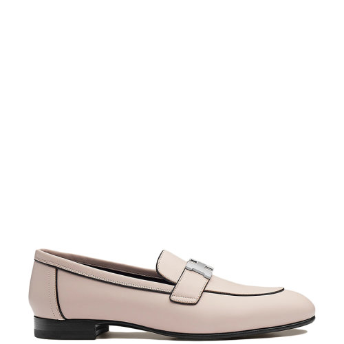 HERMES/愛馬仕 22年秋冬新款 Paris系列 女士花瓣粉色牛皮銀色H莫卡辛鞋樂福鞋H221004ZP6360