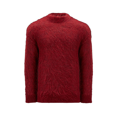 Moncler/蒙克萊 22年秋冬新款 Maya 70系列FRGMT藤原浩合作款 男士深紅色中重型馬海毛混紡拉絨針織衫毛衣H209U9C00003M1133460