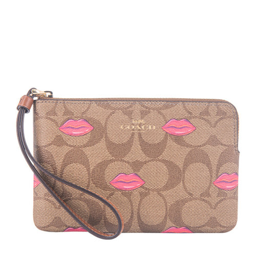 COACH/蔻馳 女士拼色PVC配皮經(jīng)典雙C字母徽標(biāo)印花拉鏈開合手拿包錢包手包腕包女包 C3336 多色可選