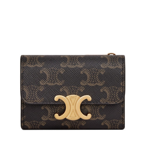 CELINE/賽琳   女士經(jīng)典老花帆布凱旋金扣短款錢包10I652DS3.04LU