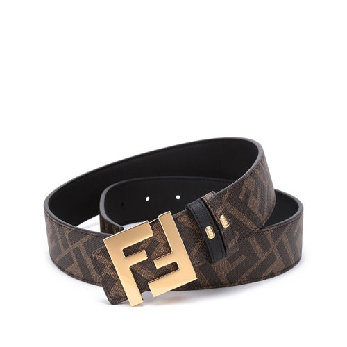 FENDI/芬迪【22春夏新款】男士牛皮/聚氨酯/織物板扣式雙面皮帶腰帶FF圖案 7C0424 AGR9