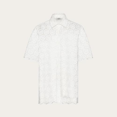  VALENTINO華倫天奴 22年秋冬 男士 短袖襯衫 CHEMISE EN MACRAMé XV3AA86581P0BO