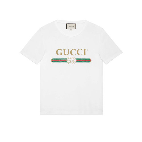 GUCCI/古馳 經(jīng)典款 男女同款 白色印花字母大碼短袖T恤 440103 X3F05 9045