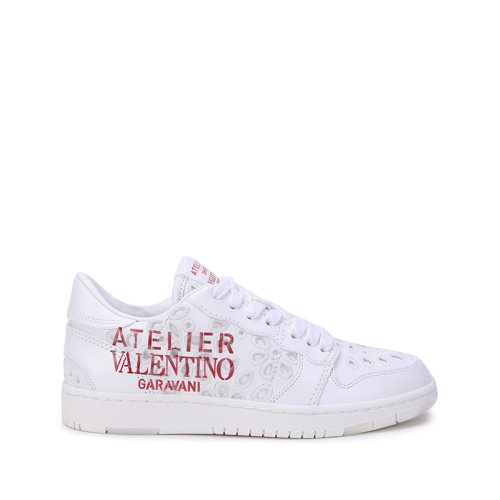 Valentino/華倫天奴 女士牛皮系帶休閑運動鞋板鞋小白鞋刺繡 WW2S0CQ6 MKG