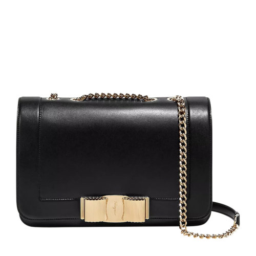 Salvatore Ferragamo/菲拉格慕 女士黑色蝴蝶結(jié)裝飾單肩包斜挎包鏈條包女包 21-G966-690820