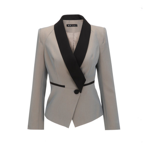 bifu by xingchen/彼伏軍綠黑領修身羊毛西裝外套女士西服套裝