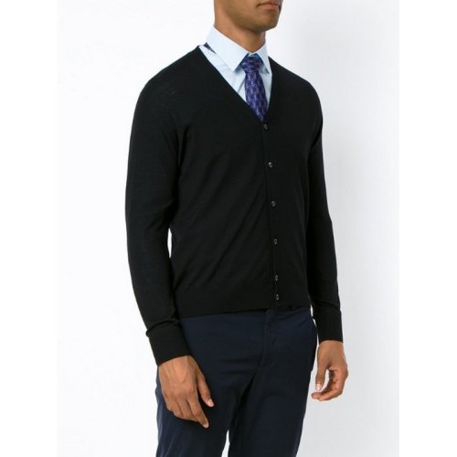  PRADA/普拉達(dá) 男士黑色羊毛長袖針織衫 UMC310 C5W F0002