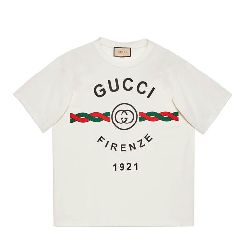 GUCCI/古馳 針織棉“Gucci Firenze 1921”T恤男士短袖T恤616036XJD7T