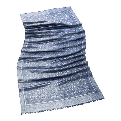 BVLGARI/寶格麗 女士Lettere Maxi Metal混紡精美的銀色羊毛和絲綢混紡披肩242925