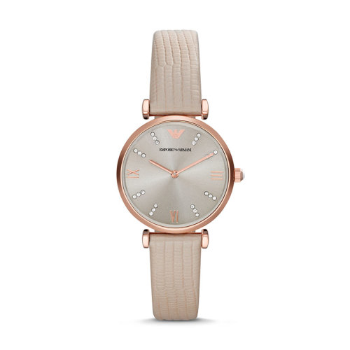 Emporio Armani/安普里奧阿瑪尼 皮質(zhì)表帶經(jīng)典時(shí)尚休閑石英女士腕表 AR1681