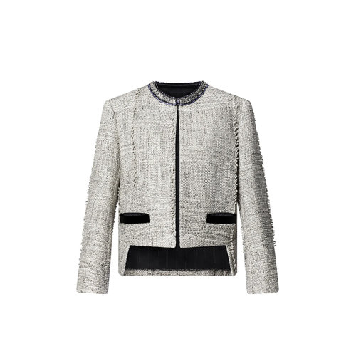 Louis Vuitton/路易威登 22年春夏新款 女士灰色棉質(zhì)混紡粗花呢箱型夾克外套1A9XL4