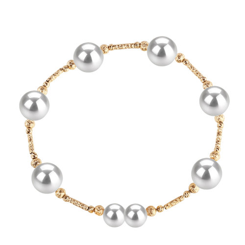 zhuella/珠艾樂(lè) 日本定制 18K黃金 日本Akoya海水珠8-9mm與6－7mm多珠手鐲