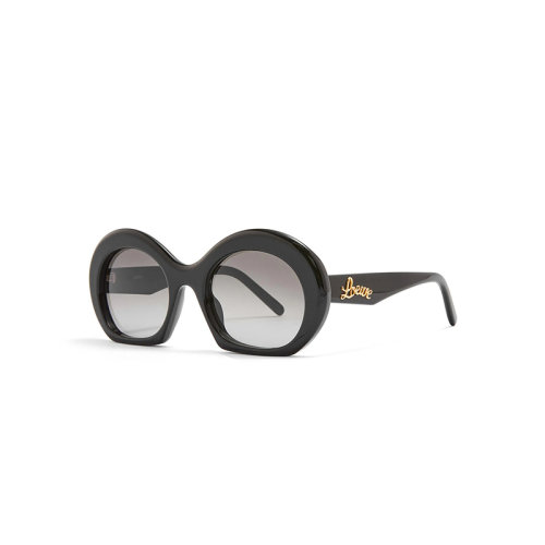 LOEWE/羅意威 22年春夏新款 女士煙熏色鏡片黑色醋酸纖維鏡框半月形太陽鏡墨鏡G832270X06-1670