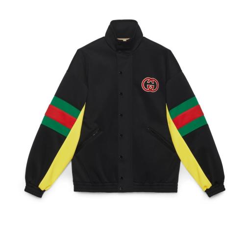  GUCCI古馳 22年秋冬 男士 飾織帶輕薄氯丁橡膠夾克 706437 XJETG 1152