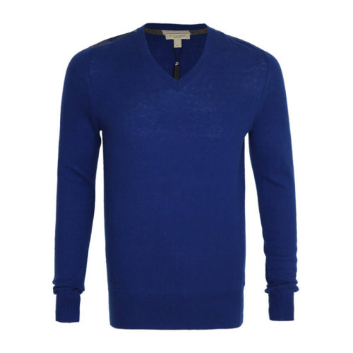 BURBERRY/博柏利男裝 服裝 藍(lán)色羊絨時(shí)尚V領(lǐng)寬松長袖 男士針織衫毛衣 3874696