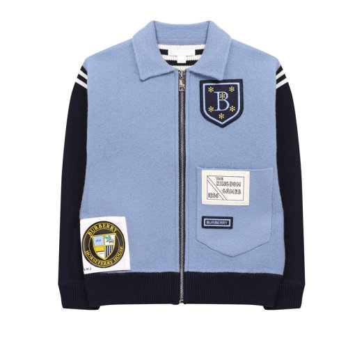 BURBERRY/博柏利  巴寶莉女裝女士藍(lán)色羊毛時(shí)尚百搭拉鏈上衣外套夾克  80088561   GMH012AB