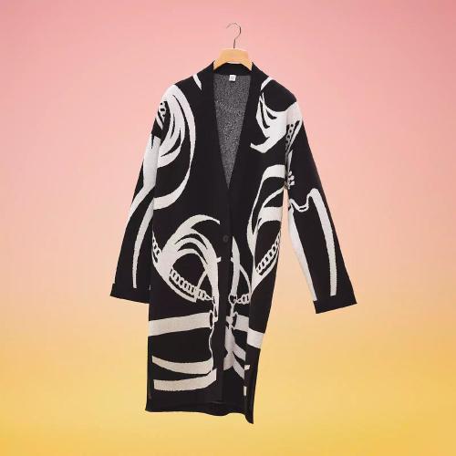  HERMES愛馬仕 22年秋冬 女士 連衣裙 Cardigan long Inspiration Manteau motif ??Promenade