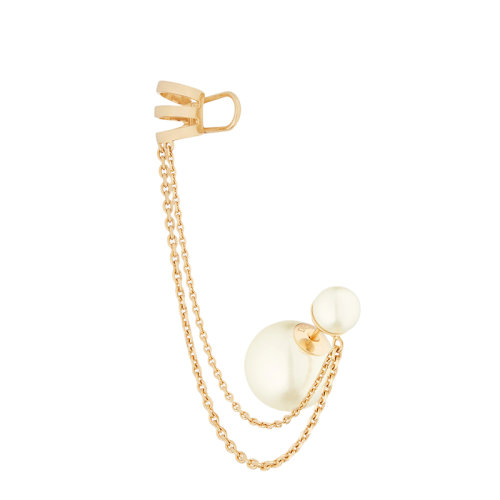 DIOR/迪奧 22新款TRIBALES系列 女士金色飾面金屬白色樹脂珠飾單只耳飾E1907TRIRS_D301