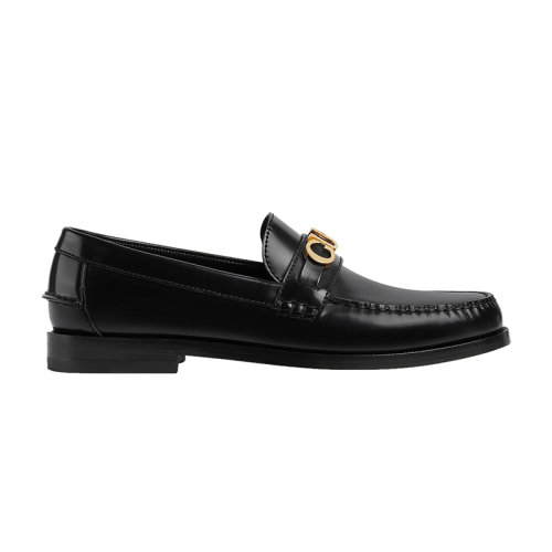 GUCCI/古馳 22秋冬新款 男士黑色皮革金屬Gucci標(biāo)識樂福鞋69964417X001000