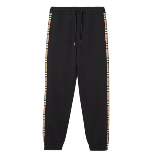 BURBERRY/博柏利 男士黑色Vintage 格紋裁片棉質(zhì)休閑運(yùn)動褲80262731